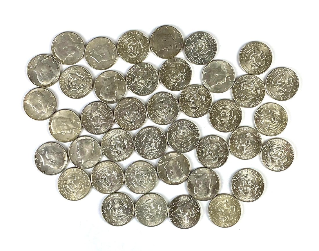 Group of 40 US Kennedy 90% Silver Half Dollars UNC: Group of 40 US Kennedy 90% Silver Half Dollars UNC. 1964