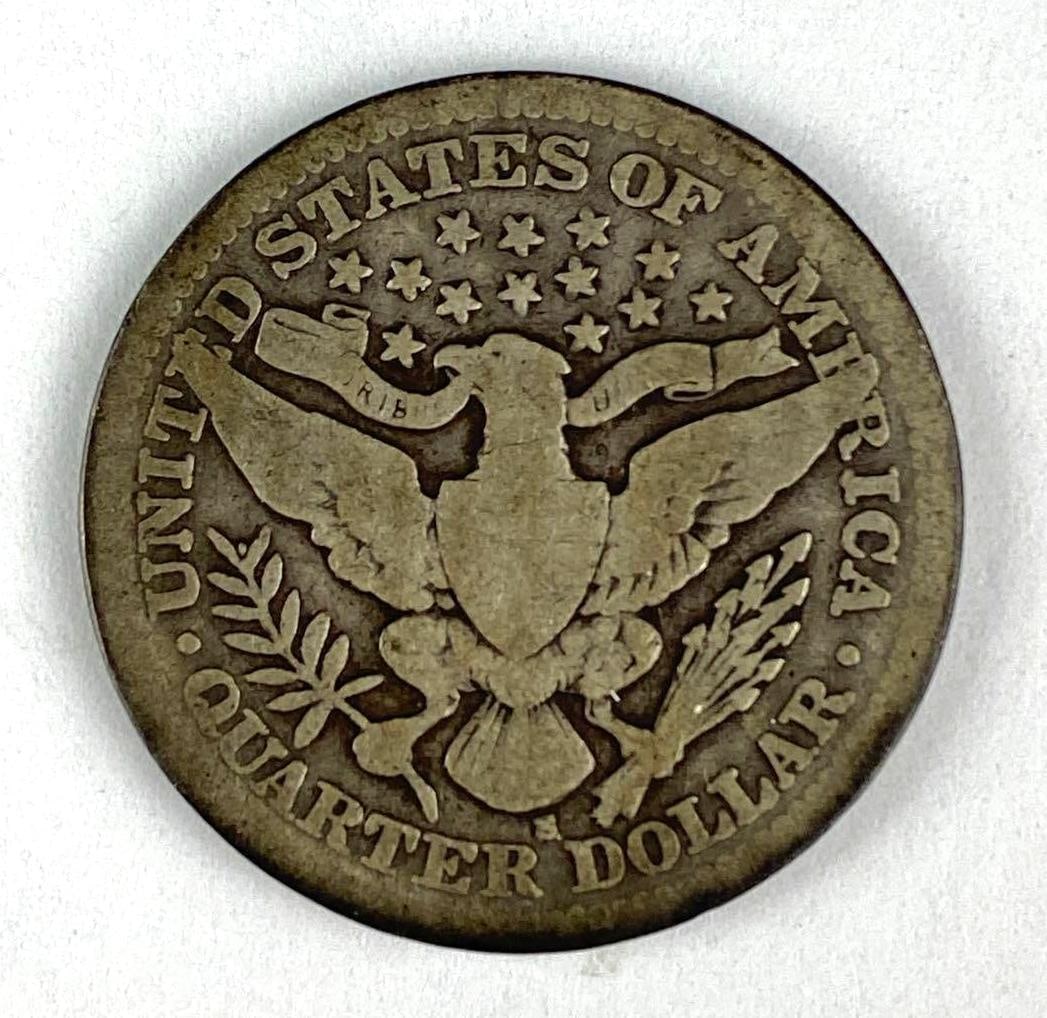 1908 S Barber Head Silver Quarter - 2