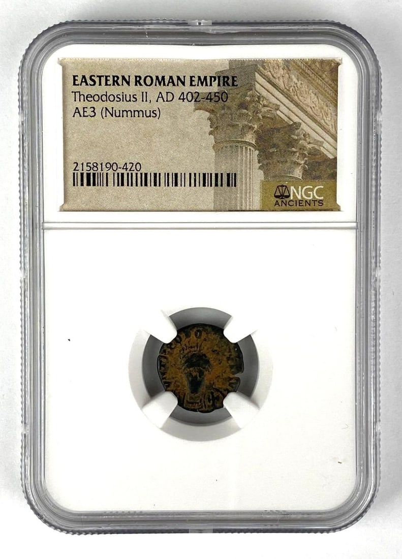 Eastern Roman Empire Theodosius II AD 402-450 AE3 Nummus NGC Ancients: Eastern Roman Empire Theodosius II AD 402-450 AE3 Nummus NGC Ancients