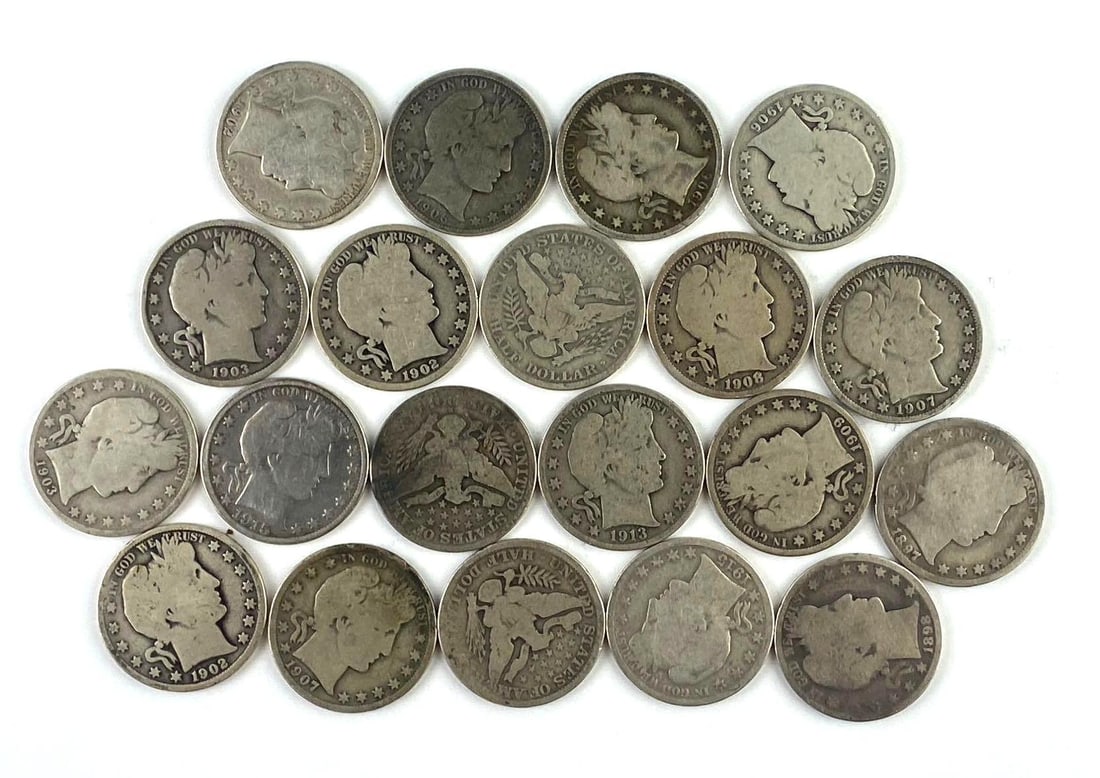 Group of 20 US Barber Silver Half Dollar (1 of 1)
