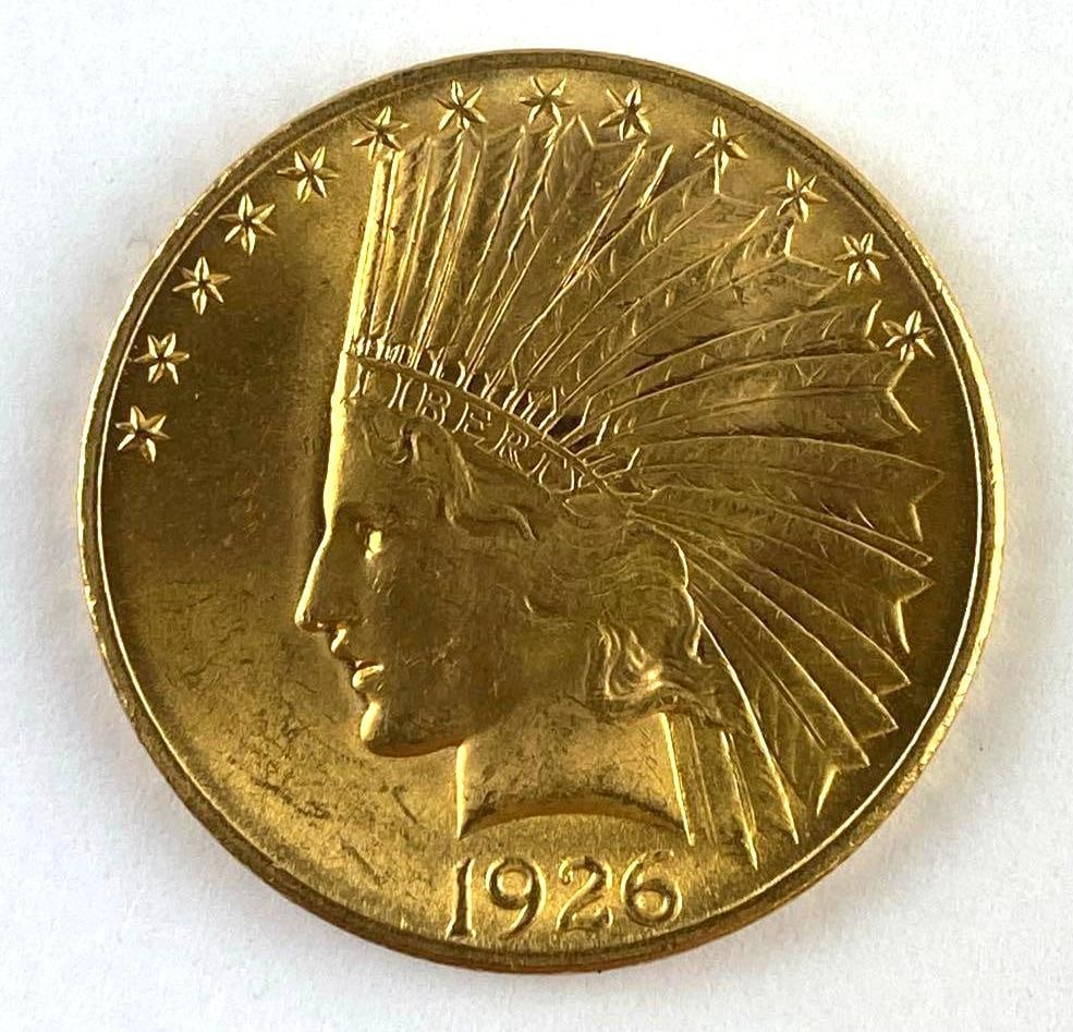 1926 US Indian Head $10 Gold Eagle Coin (1 of 2)