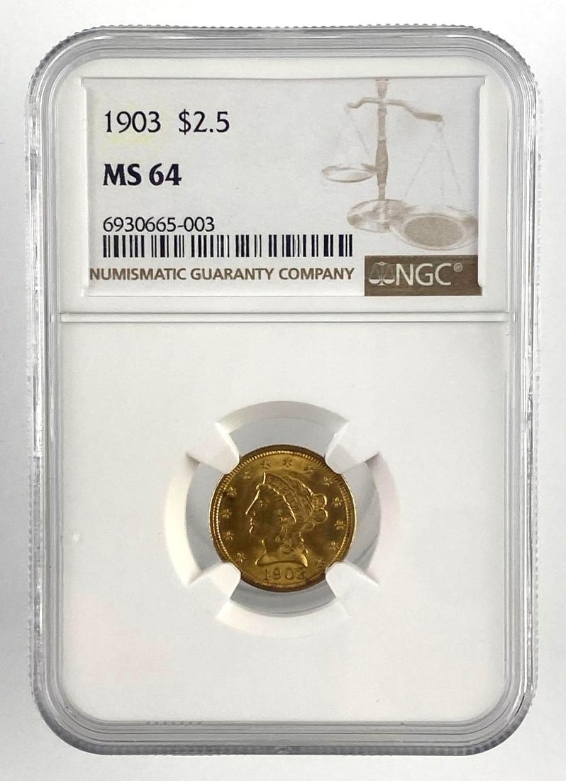 1903 US Liberty Head $ 2.5 Gold Quarter Eagle NGC MS64 (1 of 2)
