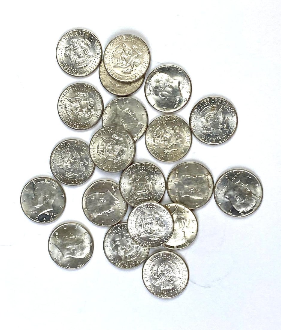 Group of 20 US Kennedy 90% Silver Half Dollars BU: Group of 20 US Kennedy 90% Silver Half Dollars BU. 1964