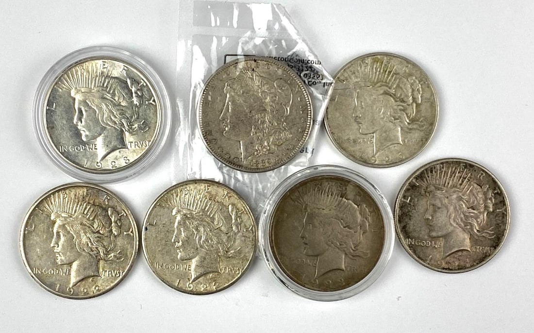 Group of 7 US Silver Dollars (1 of 2)