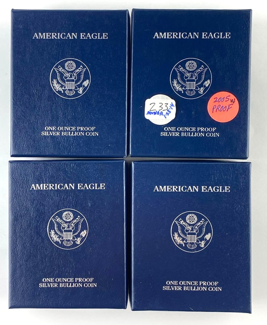 Group of 4 Proof 2005 United States Mint 1 Oz American Silver Eagles (1 of 5)