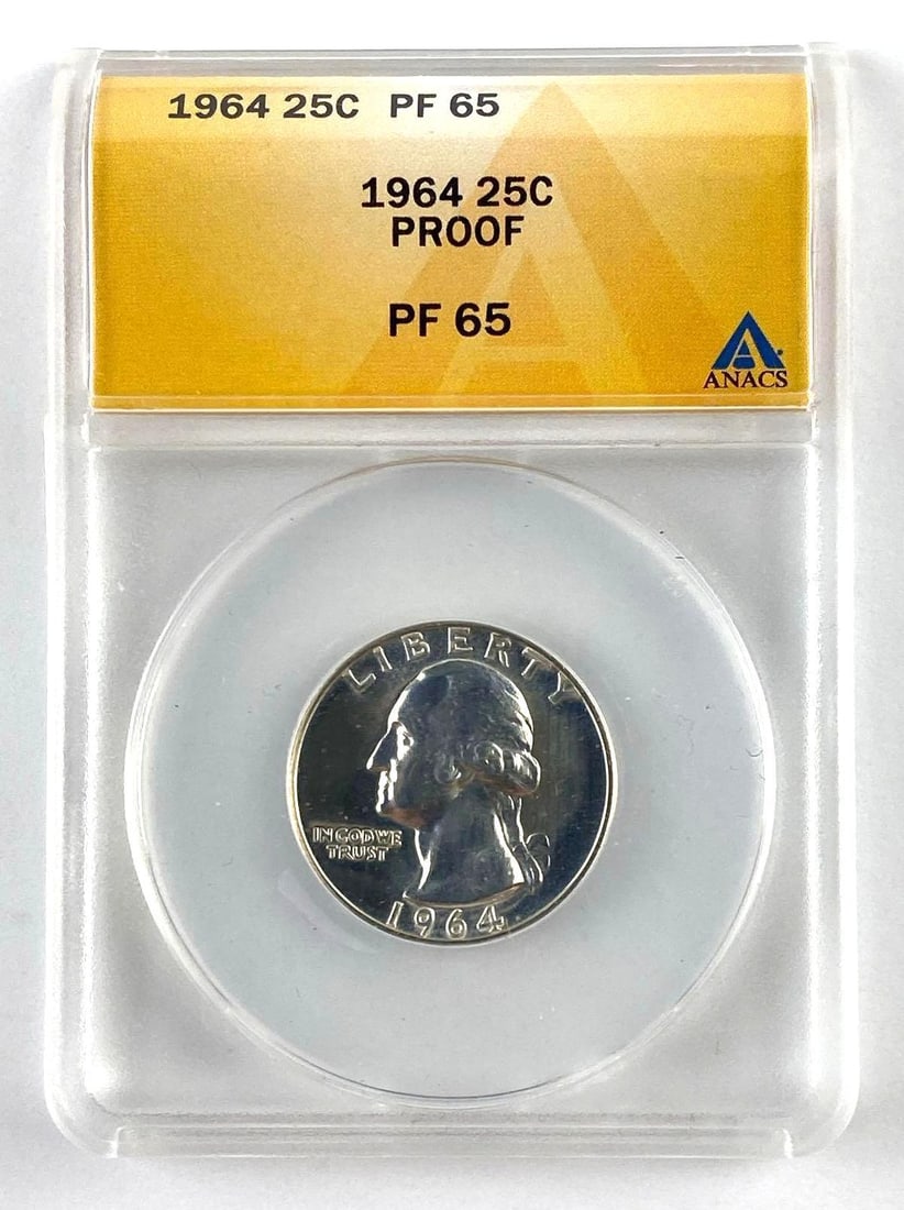 1964 US Washington Silver Quarter ANACS Graded PF65 (1 of 2)