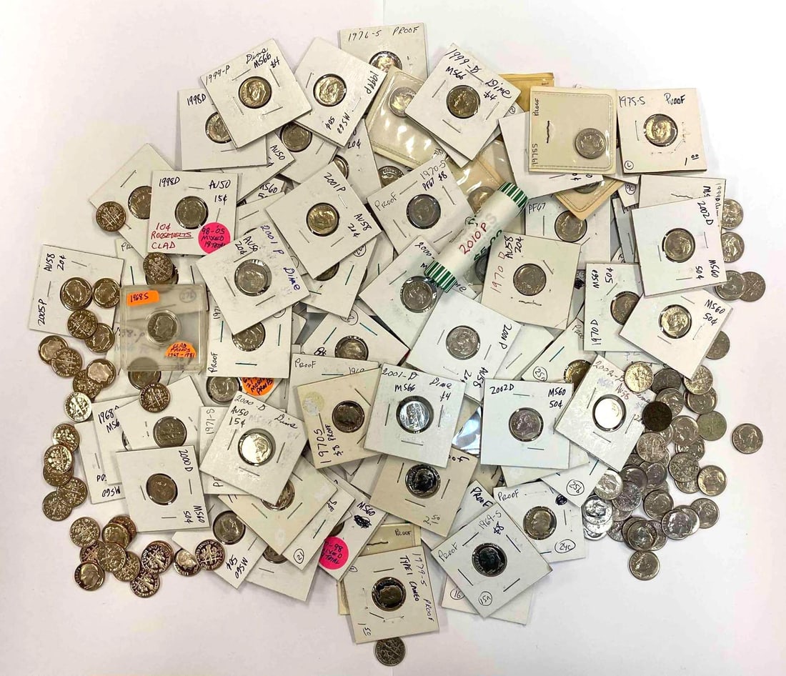 Group of 236 Clad US Roosevelt Dimes (1 of 1)