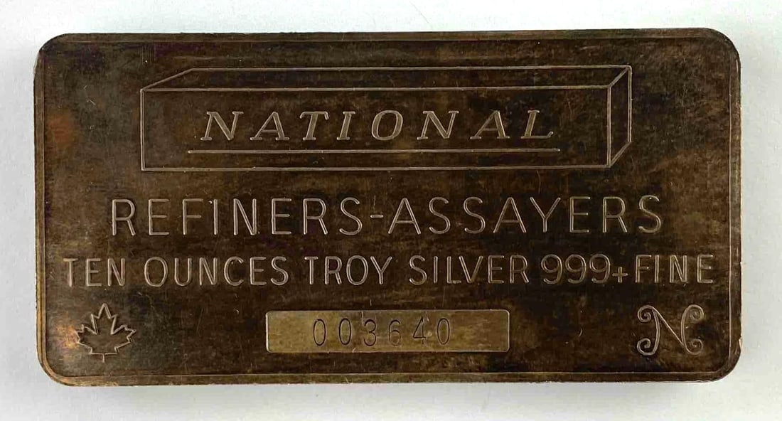 National 10 Oz .999 Fine Silver Canadian Ingot/ Bar: National 10 Oz .999 Fine Silver Canadian Ingot/ Bar