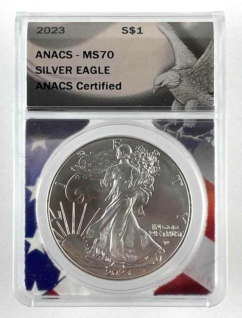 2023 US 1 oz .999 Fine Silver American Eagle ANACS Graded MS70 (1 of 2)