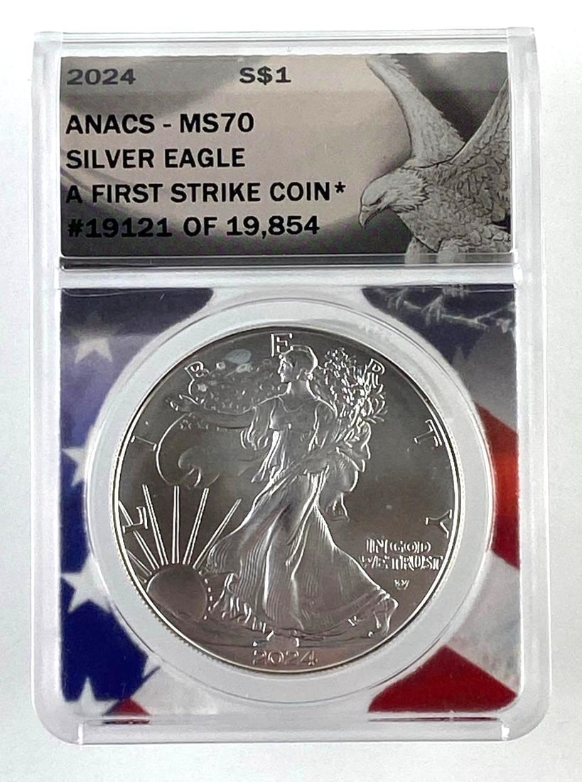 2024 US 1 oz .999 Fine Silver American Eagle ANACS Graded MS70 (1 of 2)