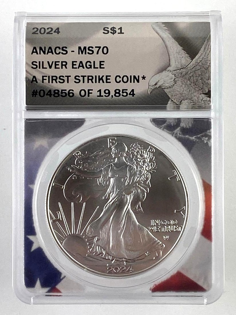 2024 US 1 oz .999 Fine Silver American Eagle ANACS Graded MS70 (1 of 2)