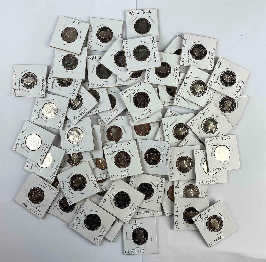 Group of 60 Clad US Washington Quarters: S Proof 1980?s-2000?s