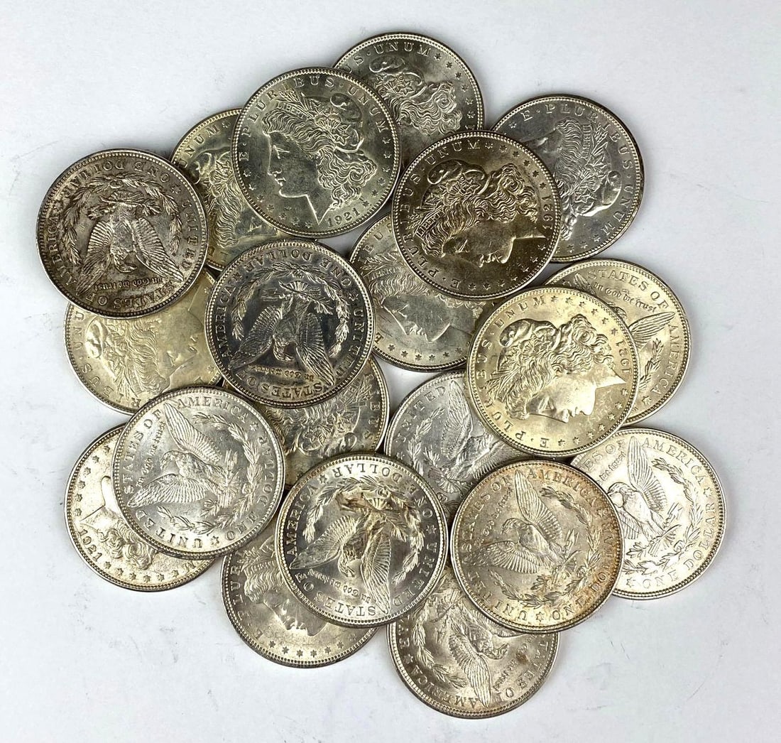 Group of 20 US 1921 Morgan Silver Dollars AU (1 of 1)