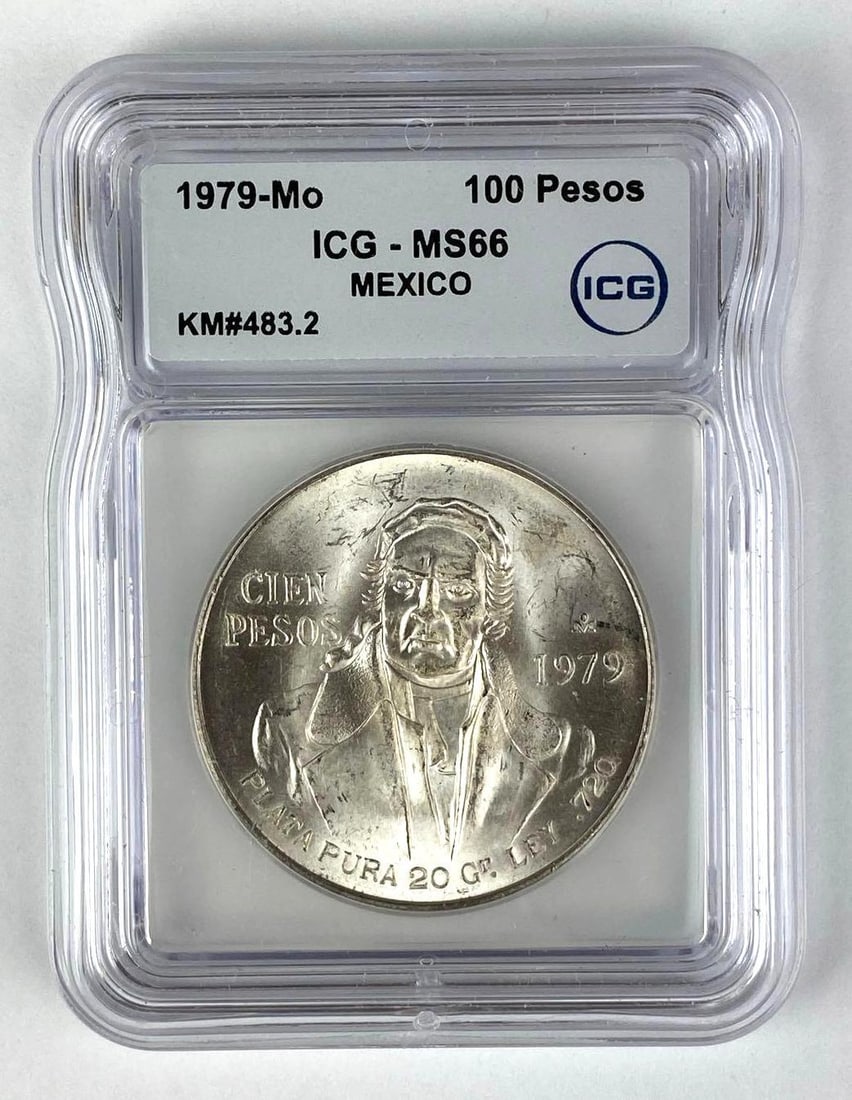 1979 Mexico 100 Peso Jose Maria Morelos Silver Coin ICG Graded MS66: 1979 Mexico 100 Peso Jose Maria Morelos Silver Coin ICG Graded MS66