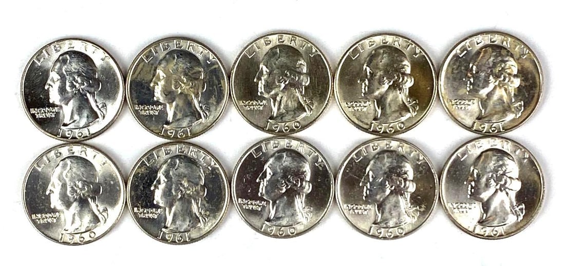 Group of 10 BU US Washington Silver Quarters (1 of 2)