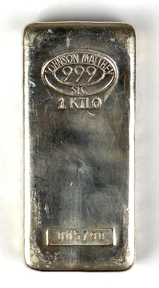 Johnson Matthey 1 Kilo 999 Fine Silver Hand Poured Ingot/ Bar (1 of 2)