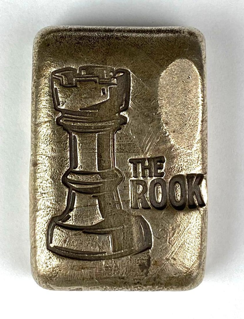 Rare 1980 Dennis England The Rook 5 oz 990 Fine Silver Hand Poured Ingot/ Bar: Rare 1980 Dennis England The Rook 5 oz 990 Fine Silver Hand Poured Ingot/ Bar