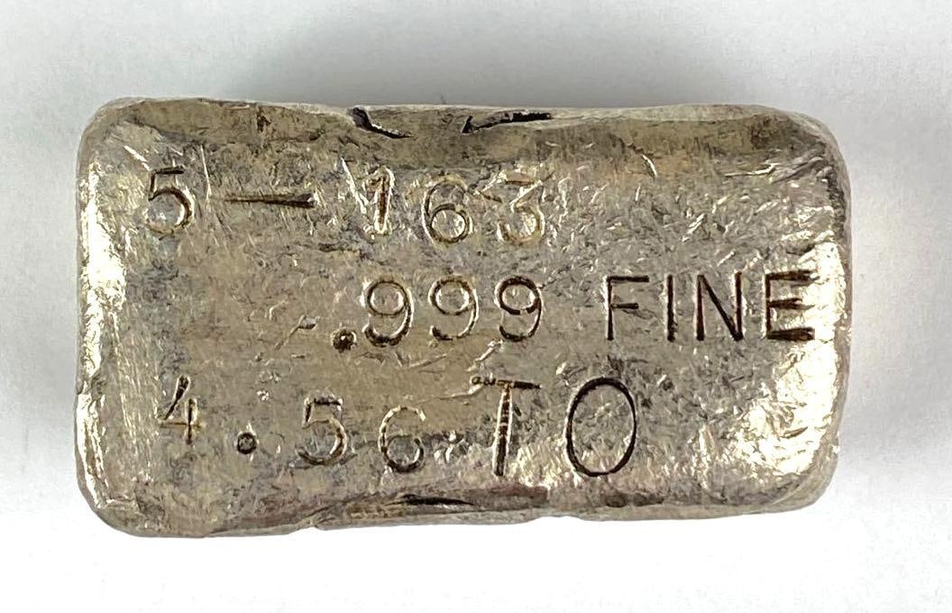 RARE VINTAGE C and S INC Denver, Co 4.56 oz .999 Fine Silver Ingot/ Bar (1 of 2)
