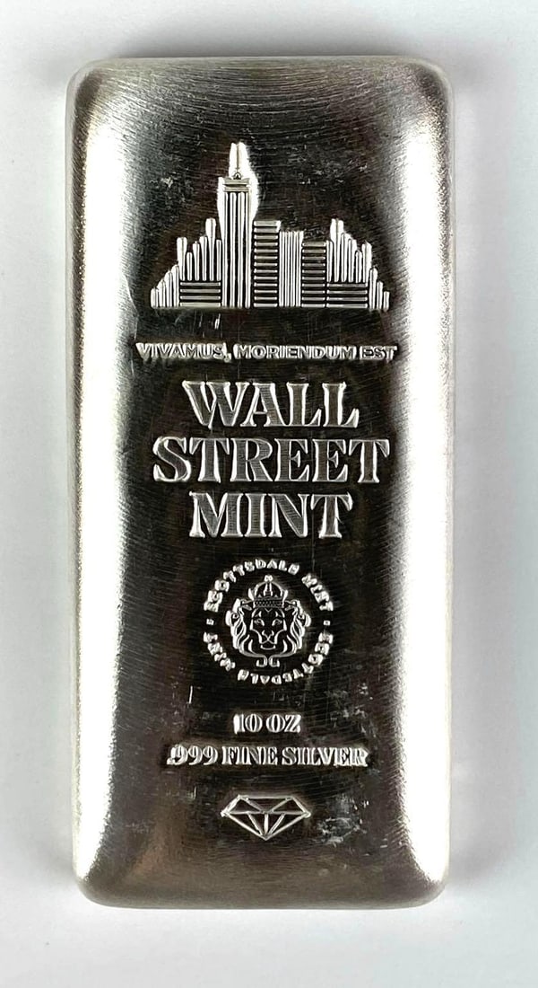 Scottsdale Mint Wall Street Mint Cityscape 10 oz .999 Fine Silver Ingot/ Bar: Scottsdale Mint Wall Street Mint Cityscape 10 oz .999 Fine Silver Ingot/ Bar