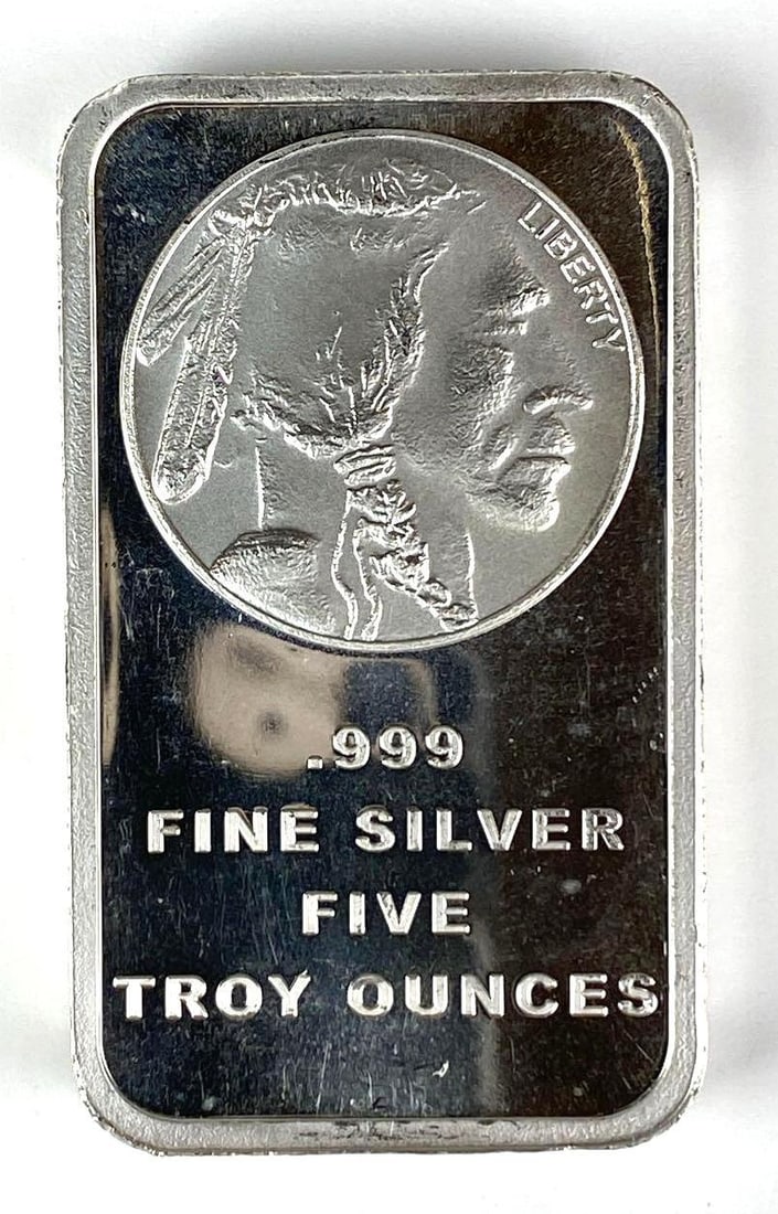 SilverTowne Buffalo Design 5 oz .999 Fine Silver Ingot/ Bar (1 of 2)