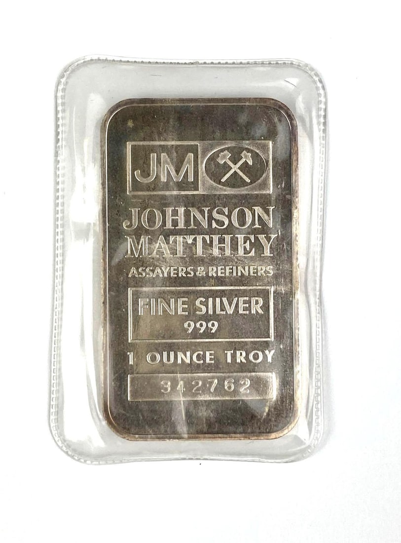 Johnson Matthey 1 oz .999 Fine Silver Ingot/ Bar: Johnson Matthey 1 oz .999 Fine Silver Ingot/ Bar