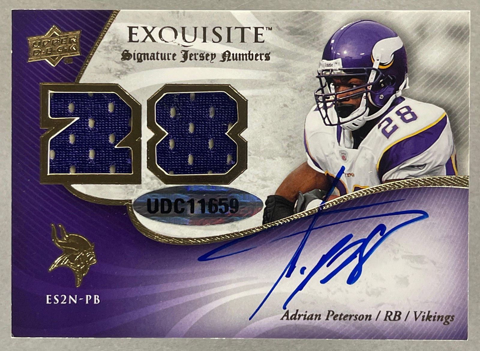 2008 Exquisite Signature Jersey Number Dual Adrian Peterson/ John David Booty: 2 - Sided Auto Jersey 7/15