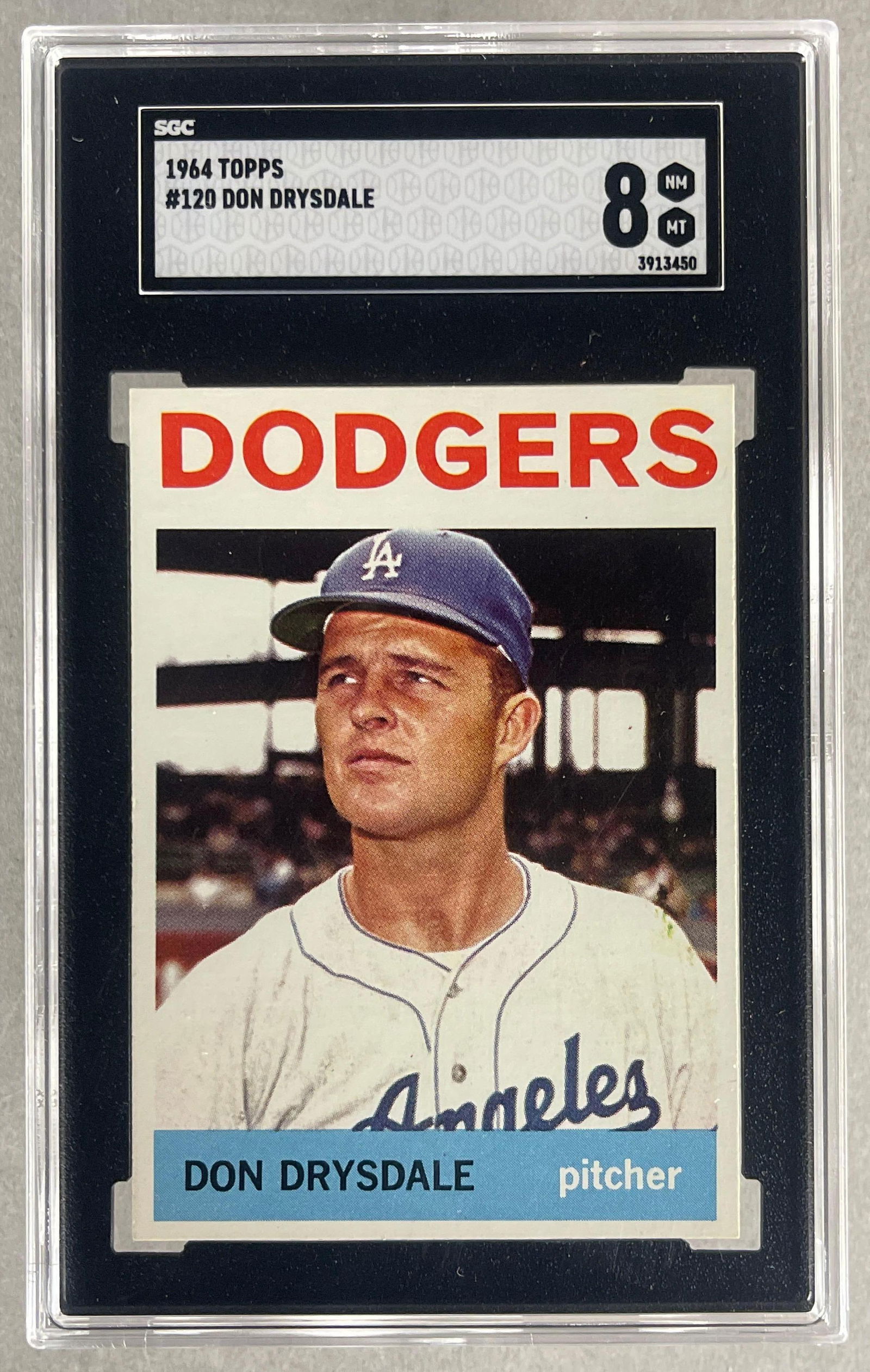 1964 Topps Don Drysdale #120 SGC 8: 1964 Topps Don Drysdale #120 SGC 8, Sharp card