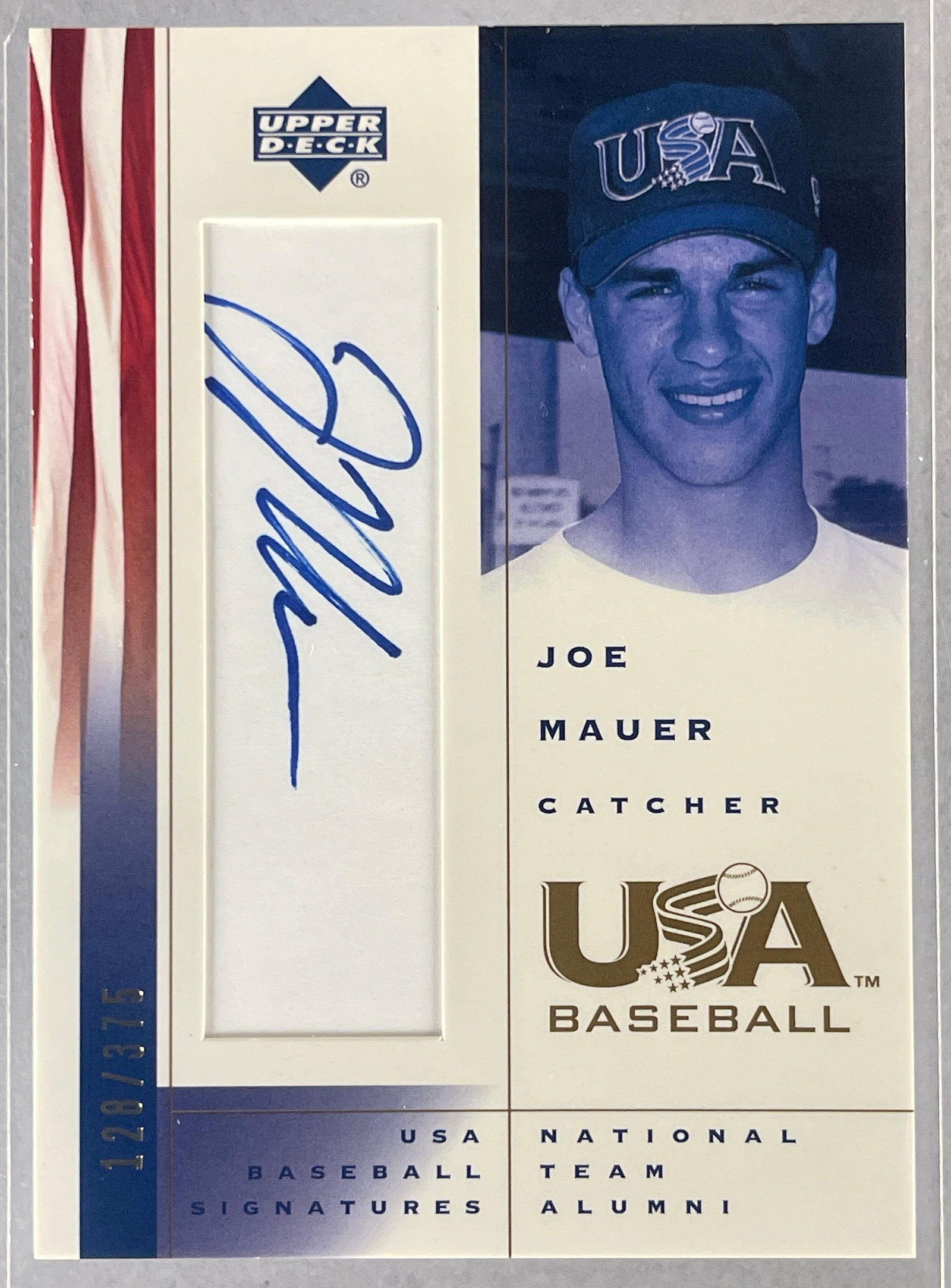 2002 Upper Deck USA Auto Joe Mauer 128/375: Sharp looking card, Ready to Grade