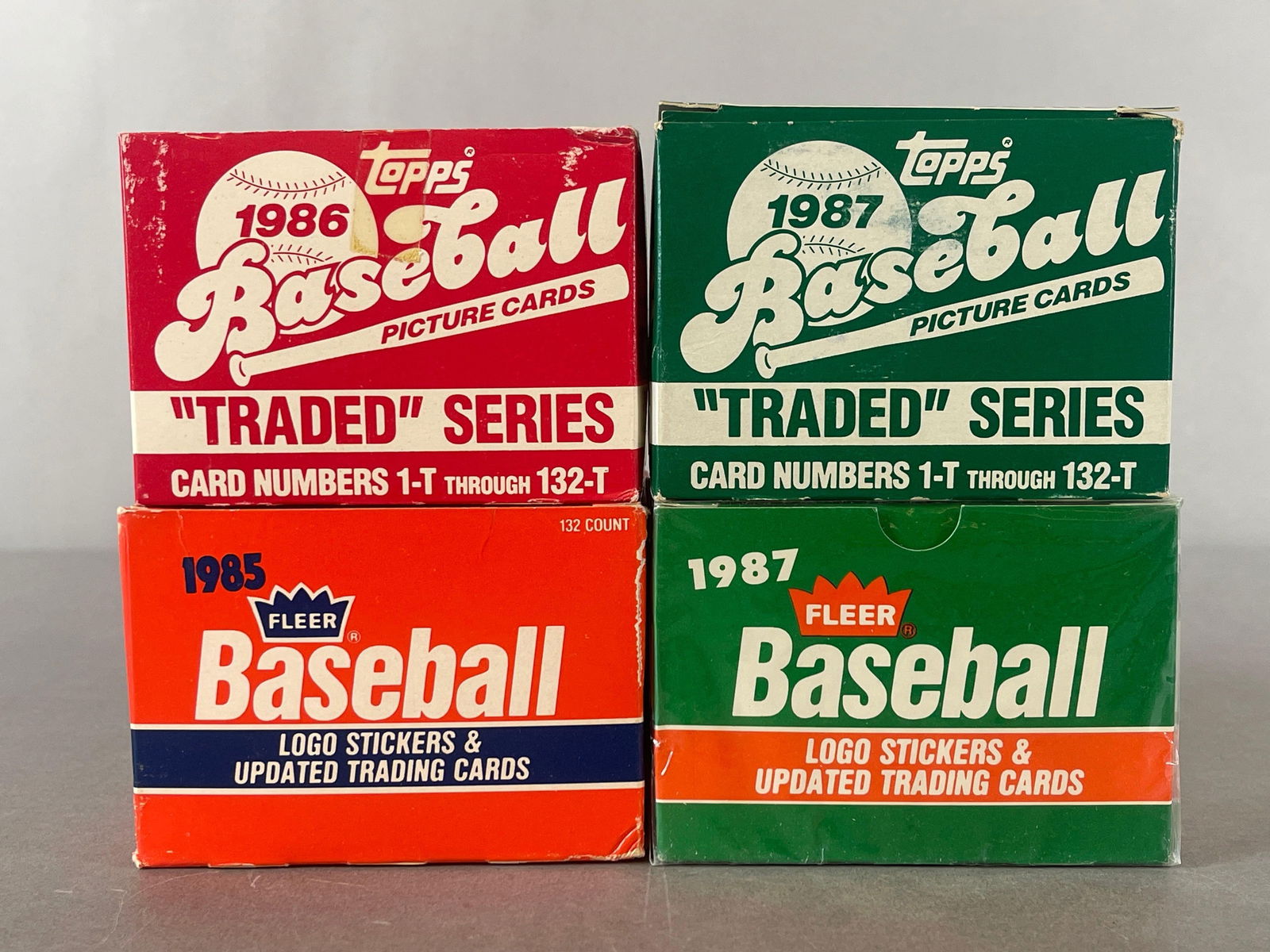 4 - 1985 - 87 Topps Traded and Fleer Updated Unopened Sets: 4 - 1985 - 87 Topps Traded and Fleer Updated Unopened Sets