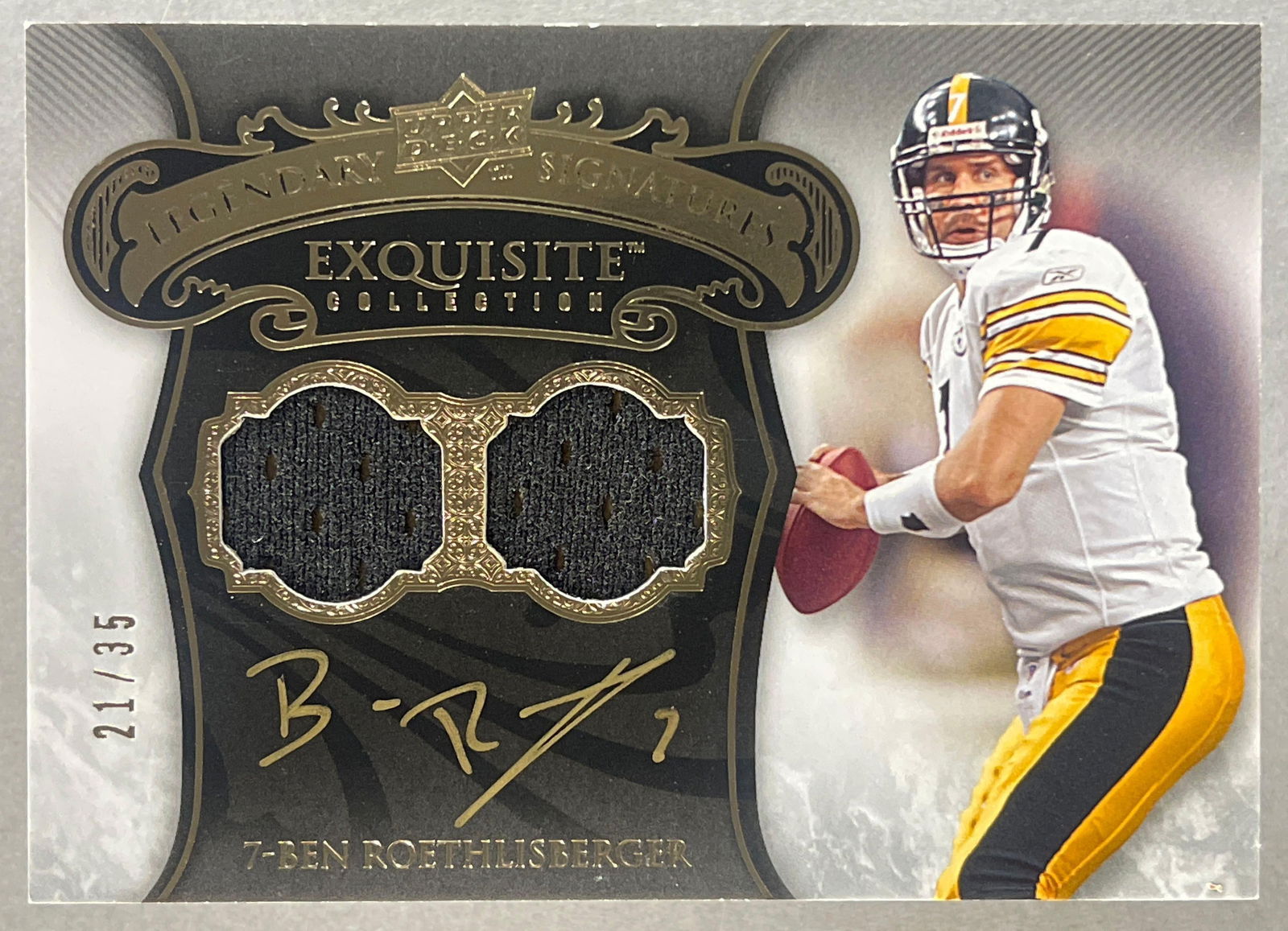 2008 Exquisite Legendary Signatures Gold Auto Jersey Ben Roethlisberger 21/35: Jersey auto Ben Roethlisberger 21/35