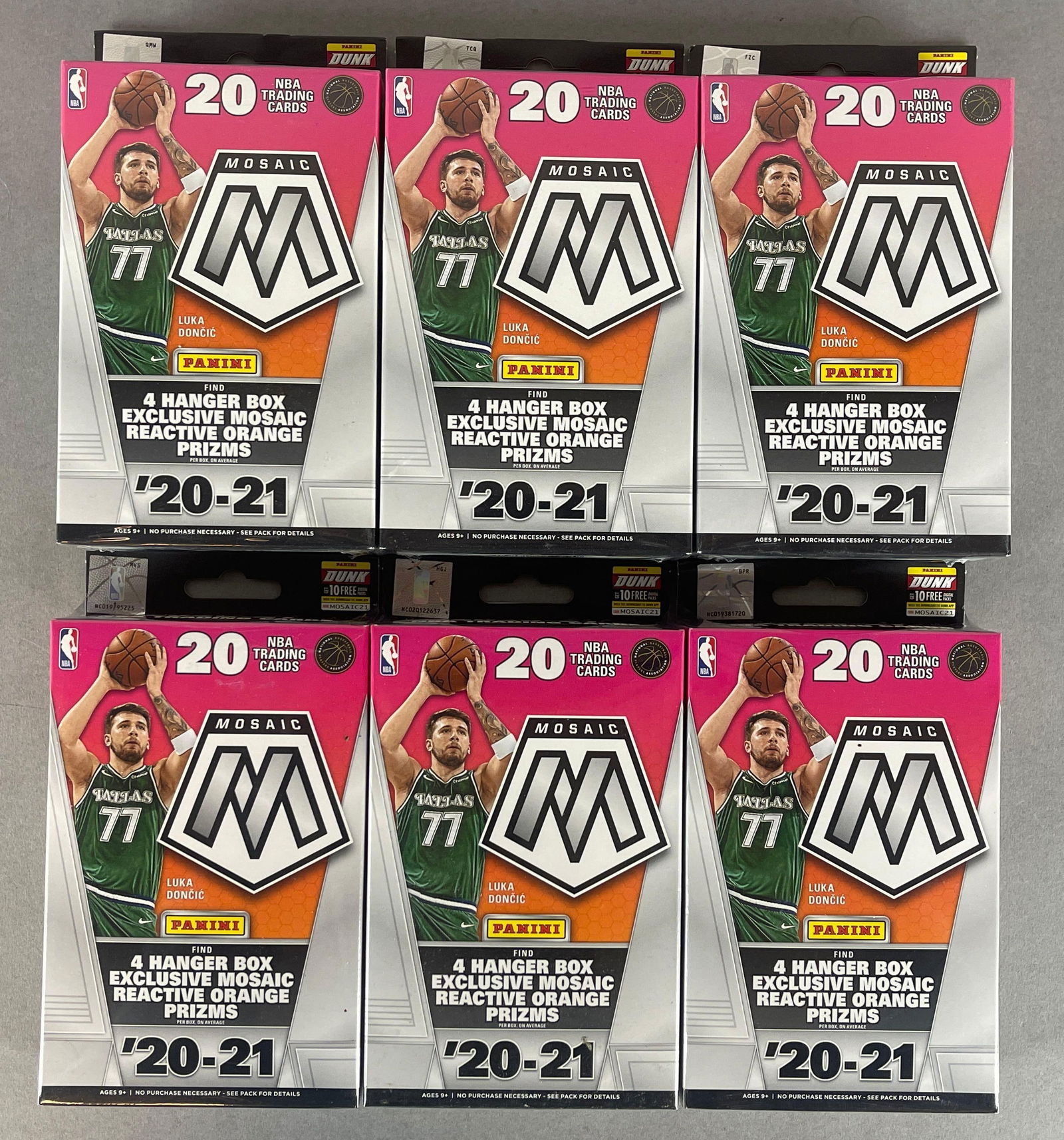 6 - 2020 Mosaic Basketball Hanger Boxes: 20 - Cards per box