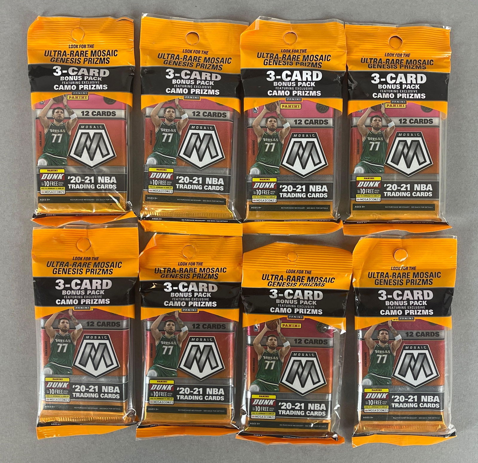 8 - 2020 Mosaic Basketball Cello Fat Packs: 12- Cards per pack