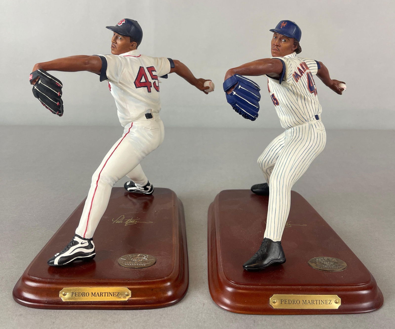 2 - Pedro Martinez Danbury Mint Figurine Statues: Pedro Martinez, Red Sox and Mets, Measures 6 1/2 x 8 x 8 Inches