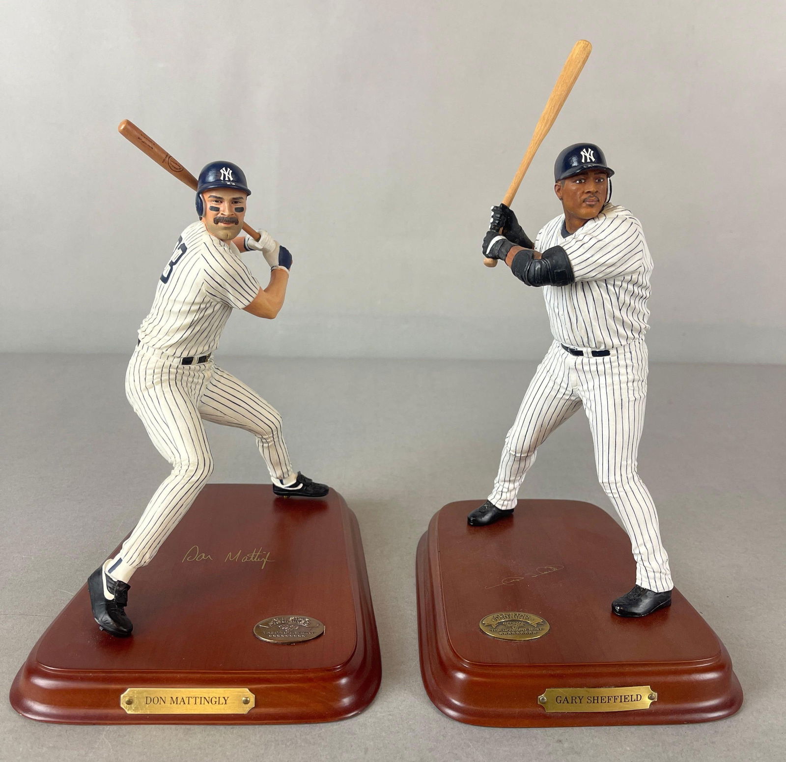 Don Mattingly and Gary Sheffield Danbury Mint Figurine Statues: Mattingly and Sheffield, Largest Measures 6 x 8 x 10 Inches