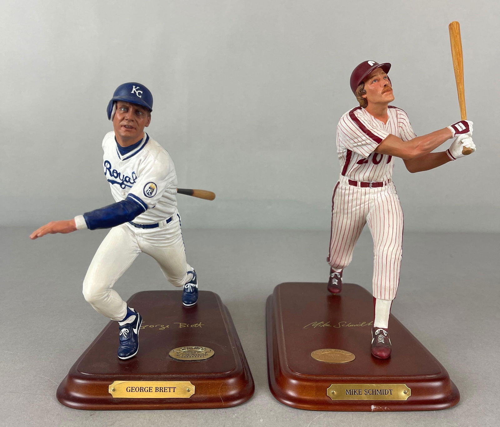 George Brett and Mike Schmidt Danbury Mint Figurine Statue: George Brett #A2391 and Mike Schmidt, Largest Measures 6 x 8 1/2 x 10