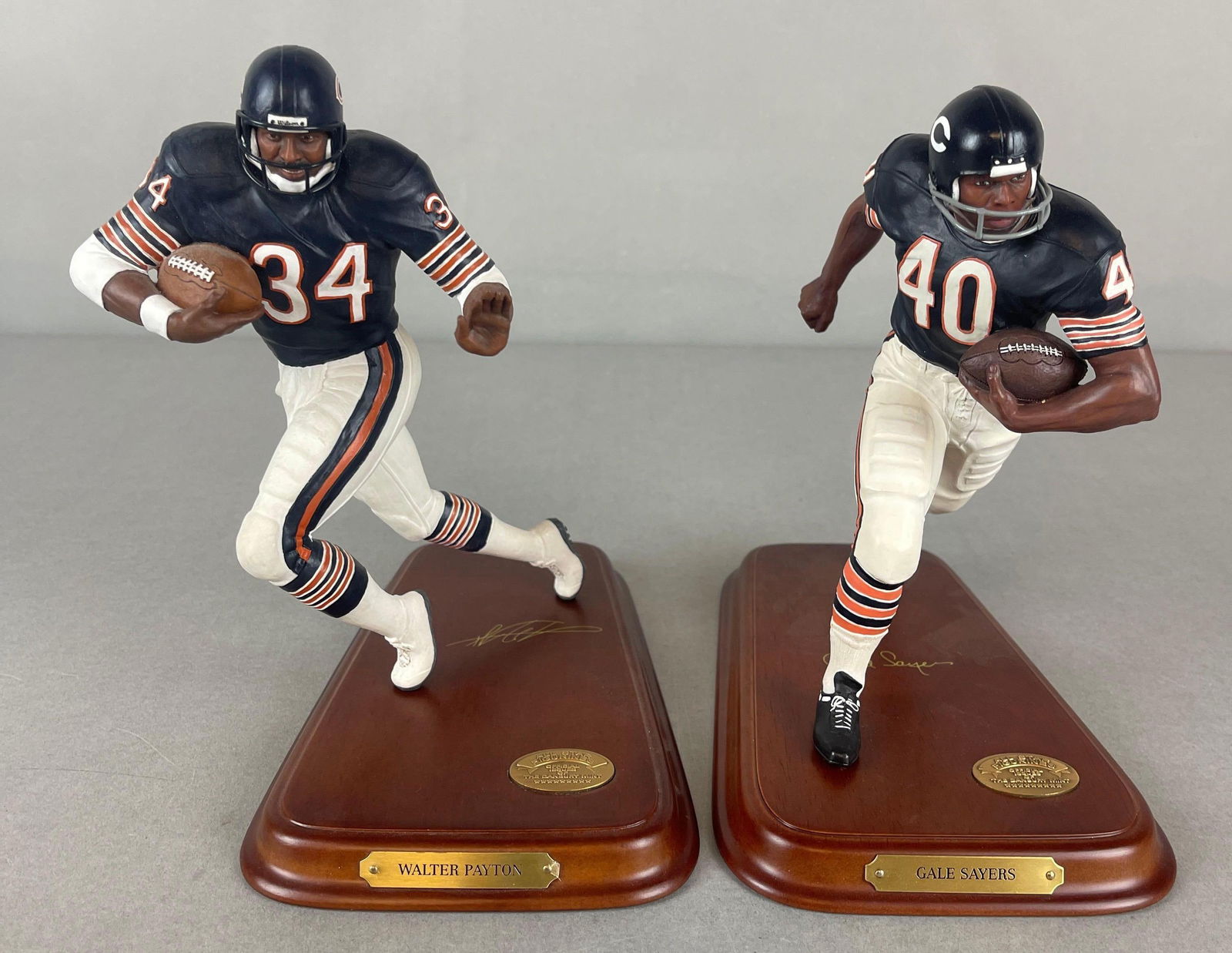 Walter Payton and Gale Sayers Danbury Mint Figurine Statues: Walter Payton and Gale Sayers, Largest Measures 7 x 8 x 8 Inches