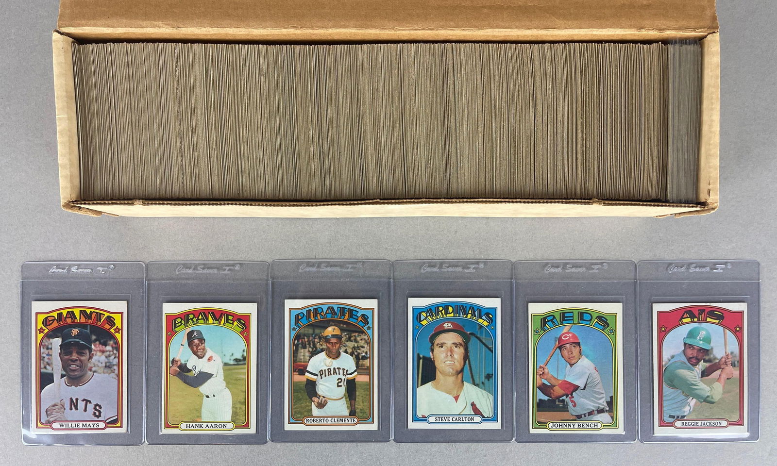 1972 Topps Baseball Complete Set: Conditions vary, Mainly Mid-grade with 10% less than VG, Clemente #309 EX, Rose?#559 EX - EXMT, Ryan #595 VGEX, Most other HOFs are Mid-grade