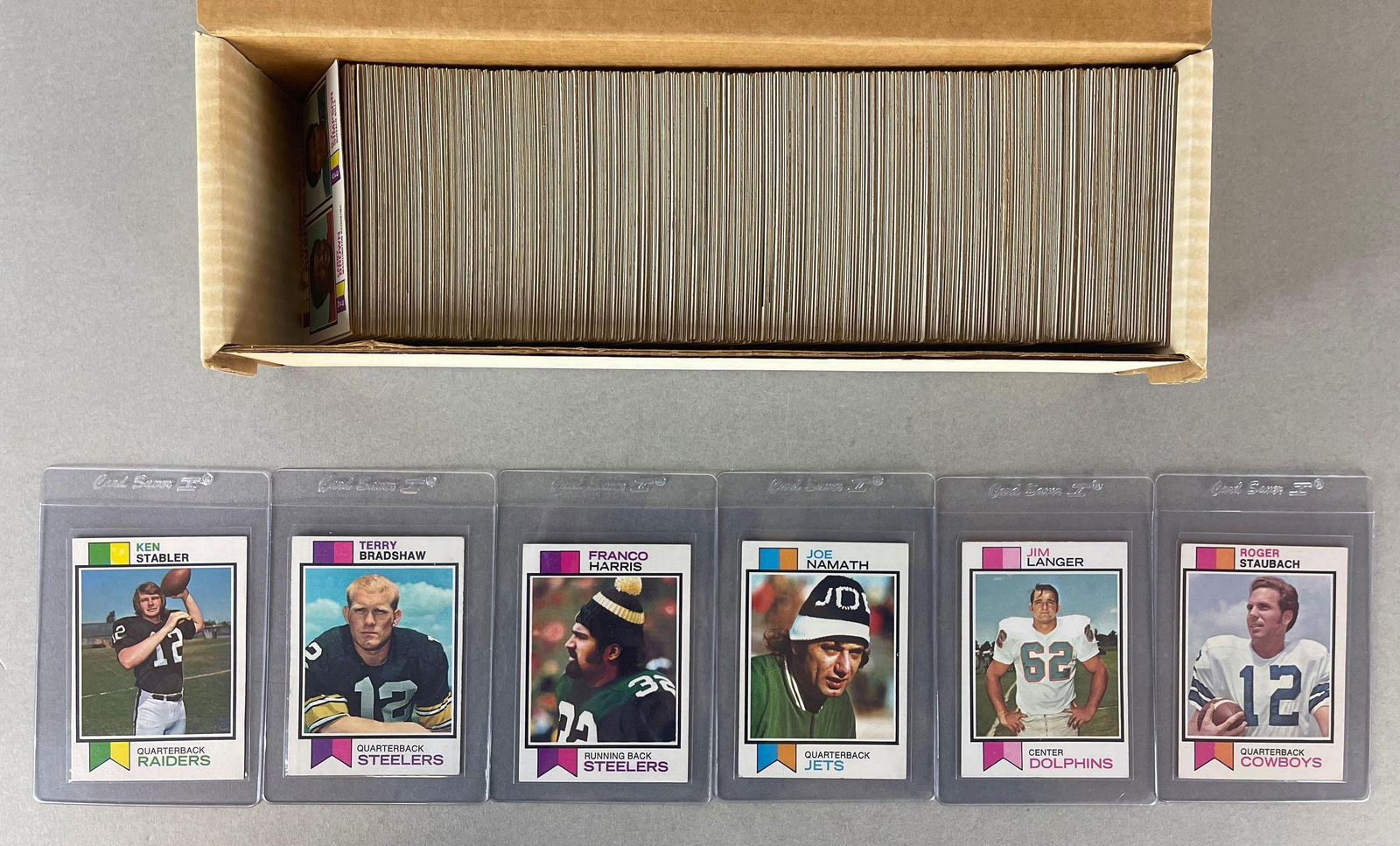 1973 Topps Football Complete Set: Conditions vary, VG - NM, Mainly Mid-grade, Includes Franco Harris Rookie VGEX - EX, Dick Butkus NM, Ken Stabler Rookie VGEX, and More