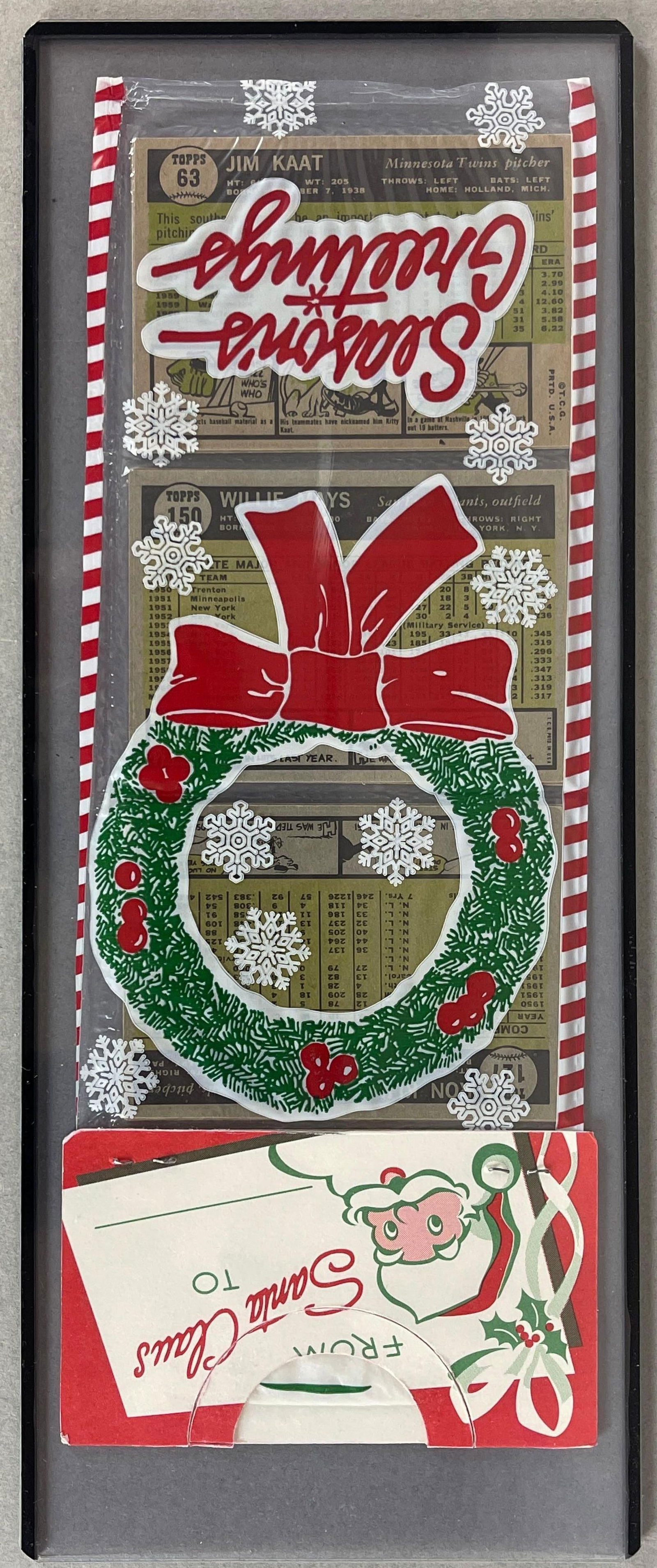 1961 Topps Baseball Christmas Rack Pack with Willie Mays on Back: Also Jim Kaat on the back