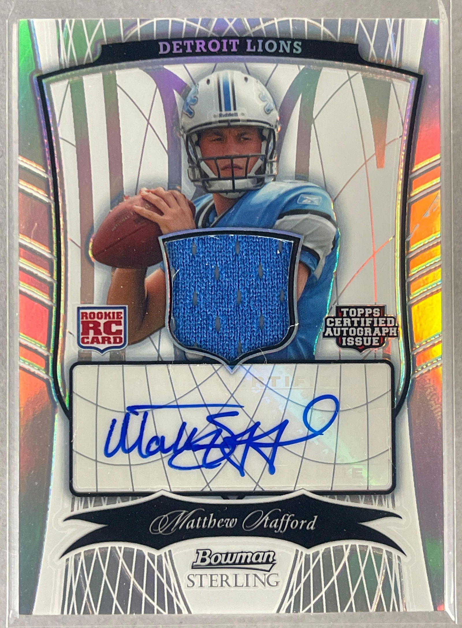2009 Bowman Sterling Refractor Rookie Auto Patch Matthew Stafford 11/25: Ready to grade 2009 Bowman Sterling Refractor RPA of Matthew Stafford 11/25