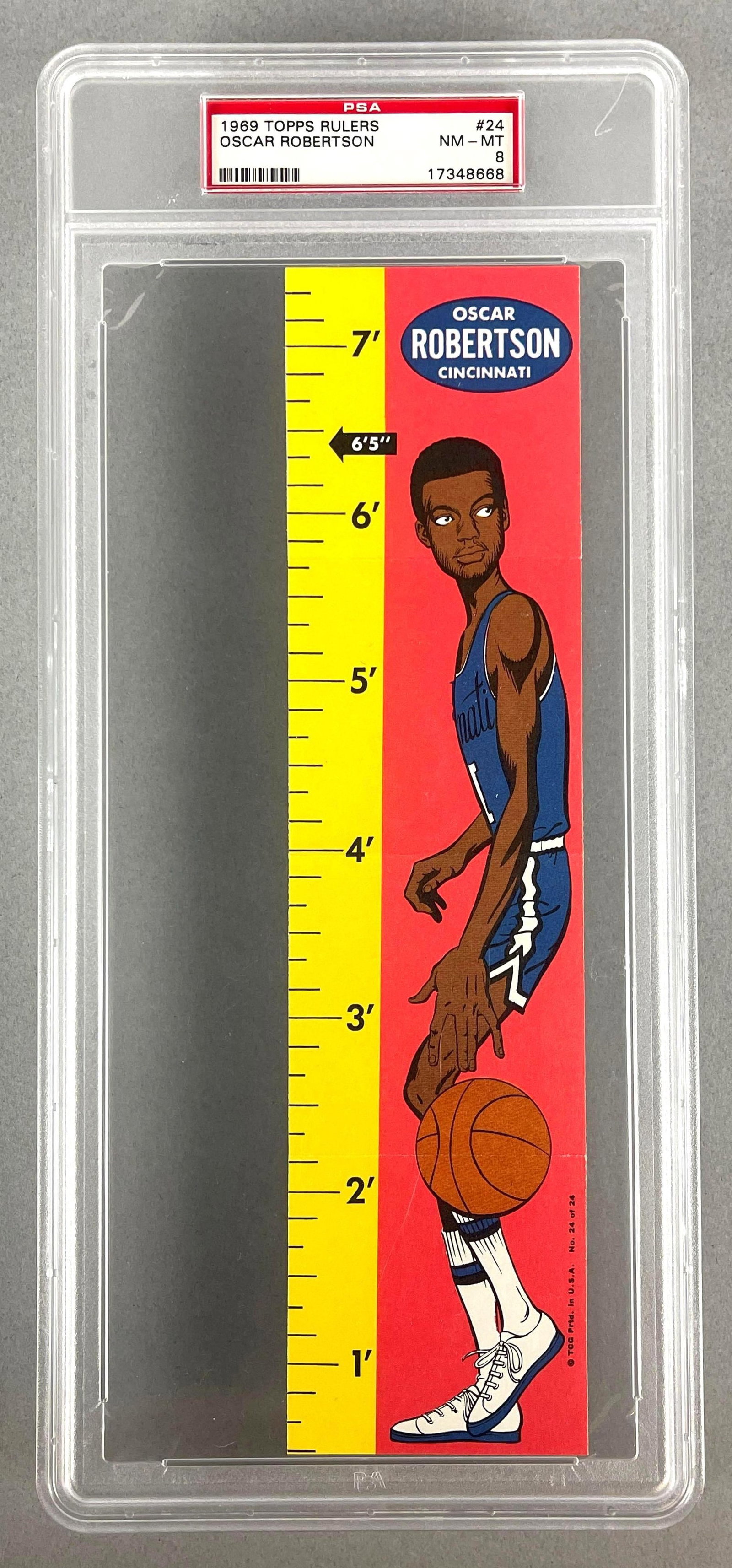 Rare 1969 Topps Rules Oscar Robertson #24 PSA 8: Rare 1969 Topps Rules Oscar Robertson #24 PSA 8, Only 5 Graded higher, MEasures 5 1/2 x 12 1/2 Inches