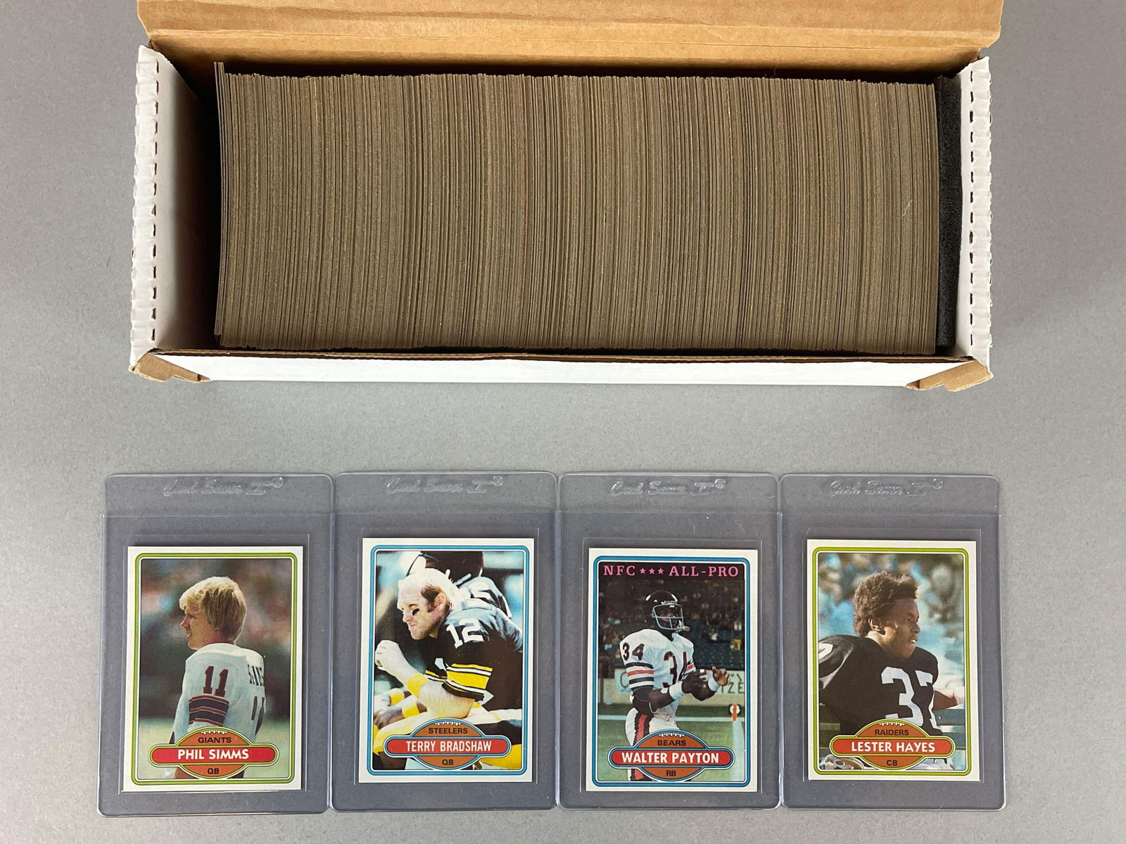 1980 Topps Football Complete High-Grade Set: Conditions vary, EX - NMMT, Mainly EXMT and Better, Phil Simms Rookie NMMT, Lester Hayes Rookie NM, Walter Payton EXMT - NM, and More
