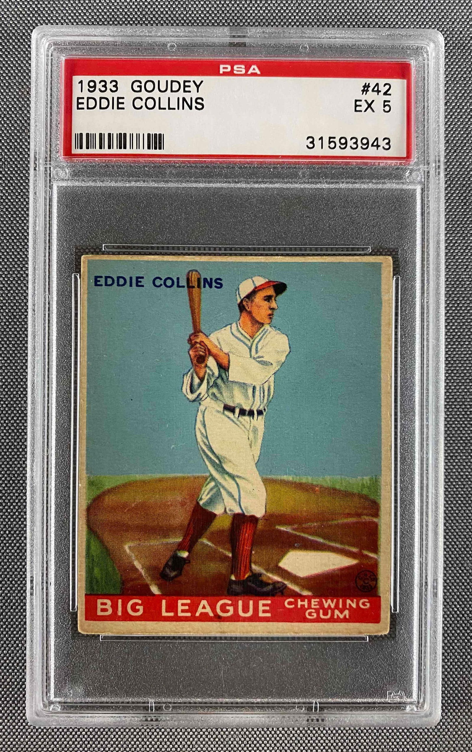 1933 Goudey Eddie Collins #42 PSA 5: 1933 Goudey Eddie Collins #42 PSA 5 EX
