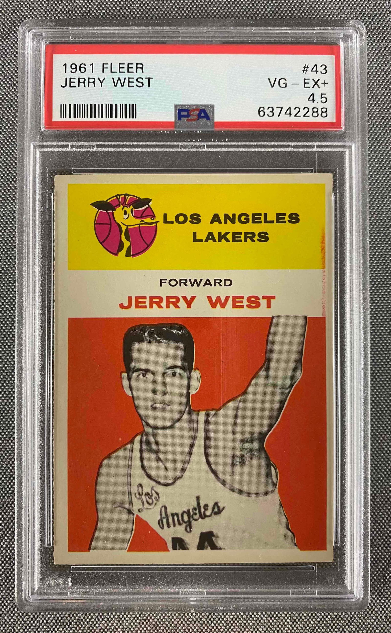 1961 Fleer Jerry West #43 PSA 4.5 - Rookie: Another rookie with very nice eye appeal and displays better than a 4.5. 1961 Fleer Jerry West #43 PSA 4.5??VGEX+