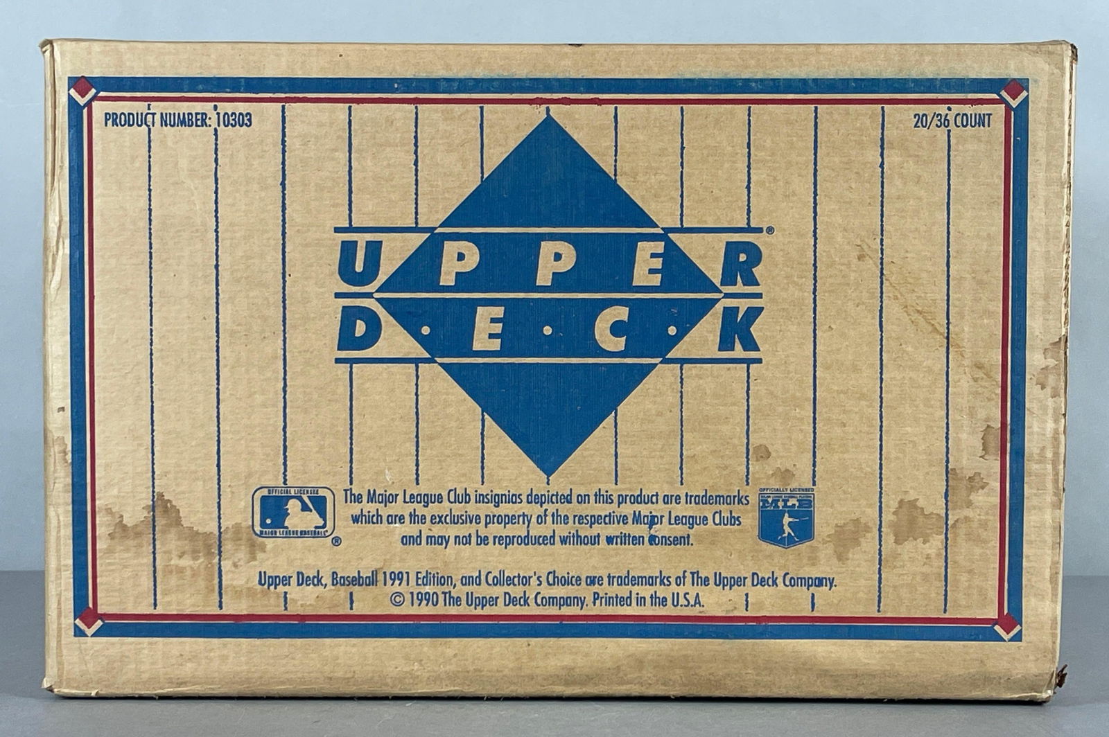 1991 Upper Deck Baseball Low Series Sealed Wax Box Case of 20 - Boxes: Case # 10303, Production Jan. 18, 1991, Look for Michael Jordan SP1 insert