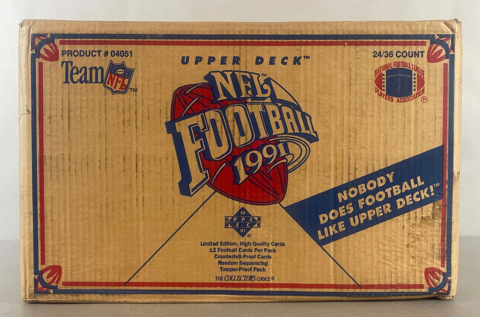 1991 Upper Deck Football Factory Sealed Wax Box Case of 24 - Boxes: Case #04051, 1st Year for Upper Deck Football, Caution heavy