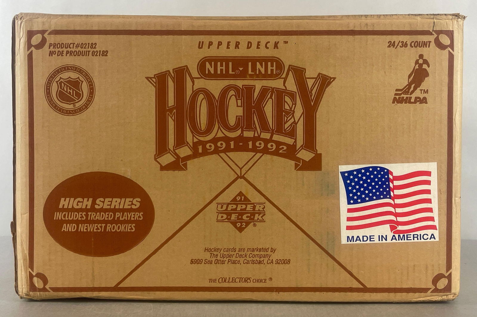 1991 - 92 Upper Deck Hockey High Series Wax Boxes, Case of 24 - Boxes: Case #02182, 24 - Boxes, 36 - Packs per box, Caution heavy
