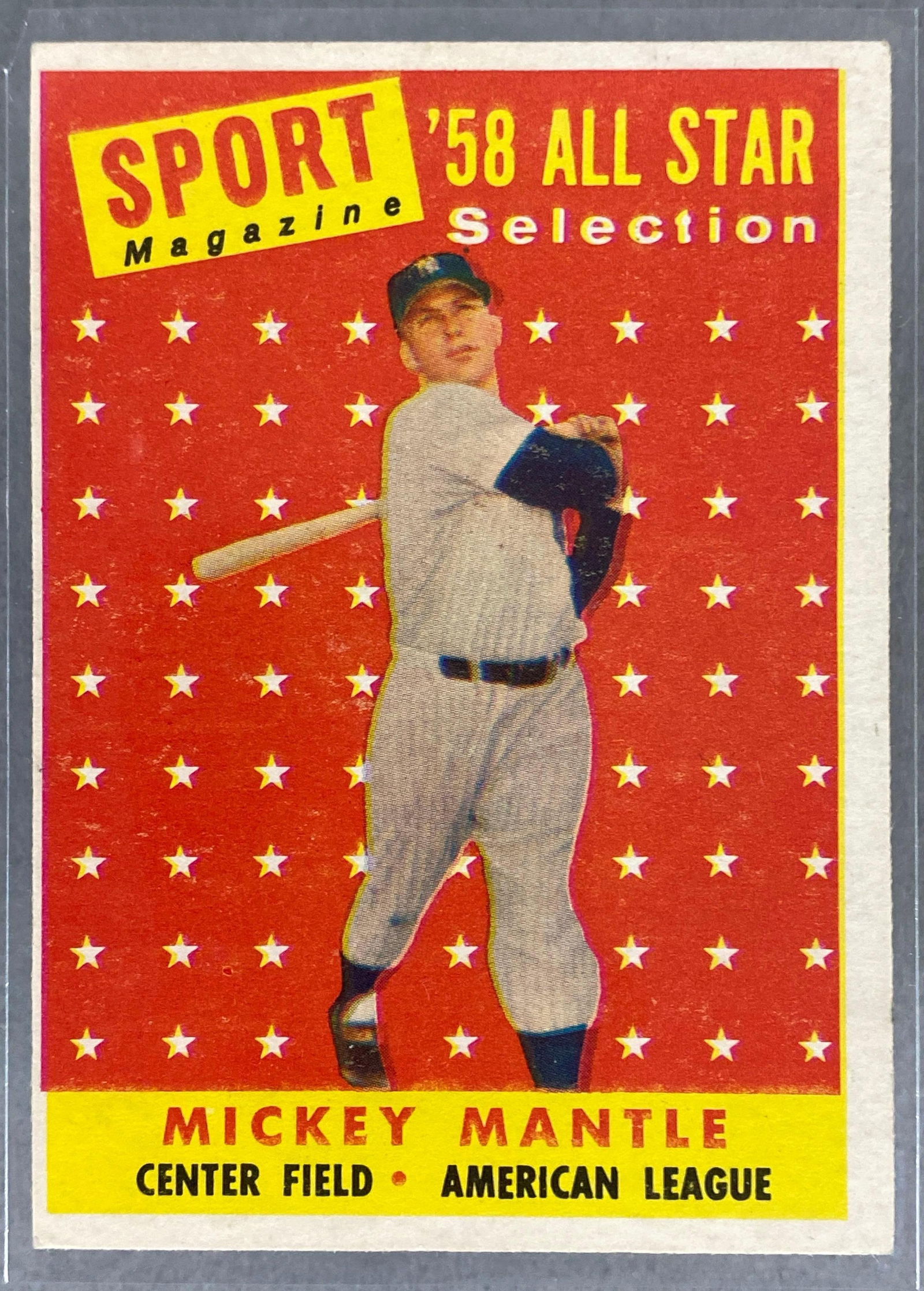 1958 Topps Mickey Mantle All-Star #487: 1958 Topps Mickey Mantle All-Star #487, VGEX - EX, Sharp card just o/c