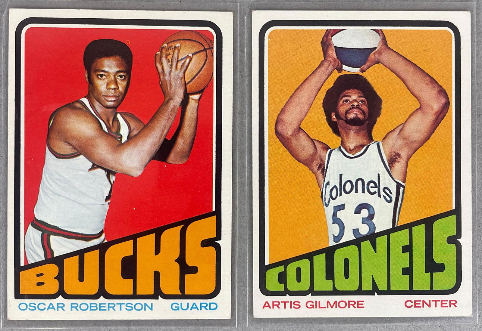 1972 Topps Oscar Robertson #25 and Artis Gilmore #180: Both VGEX - EX, Artis Gilmore Rookie