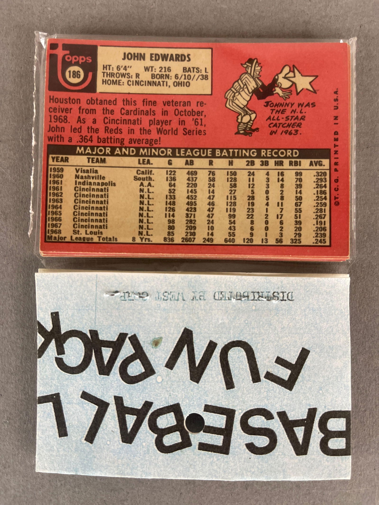 1969 Topps Baseball West Corps Cello Fun Pack - 2